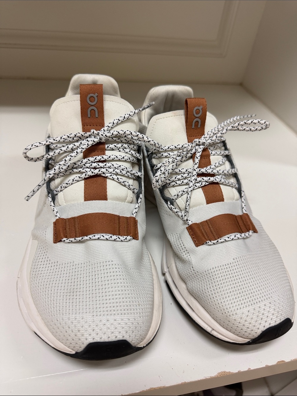 On Running Cloudnova White Pearl Brown Pecan Sneakers Women’s Size 8.5